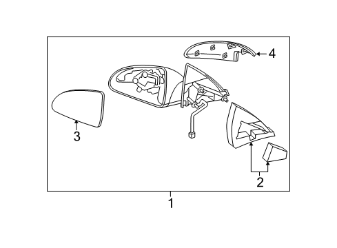 2007 Chevrolet Malibu Outside Mirrors Mirror Assembly Diagram for 15921261