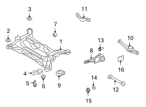 2009 Lincoln MKX Rear Suspension Components, Lower Control Arm, Upper Control Arm, Stabilizer Bar Damper Diagram for 9T4Z-5D008-A