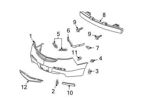 2011 Acura TL Rear Bumper Reflector Assembly, Left Rear Diagram for 33555-TK4-A01