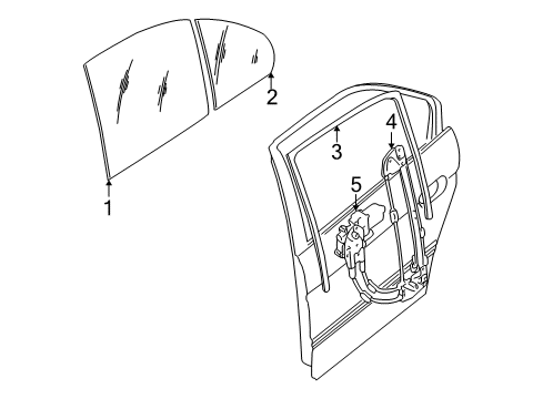 2000 BMW M5 Rear Door Left Rear Window Guide Diagram for 51348159817