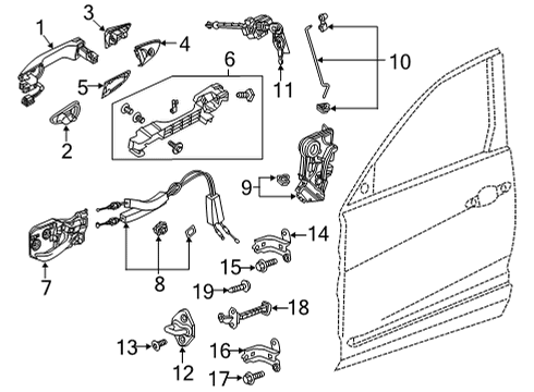 2022 Acura MDX Lock & Hardware Cylinder, Driver Side Door Diagram for 04921-TYA-A01