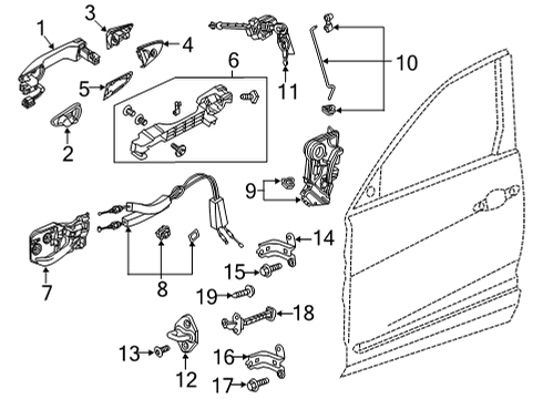 2022 Acura MDX Lock & Hardware ROD SET, R. FR Diagram for 72113-TYA-305