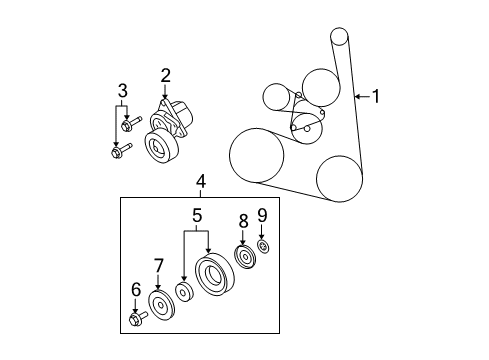 2009 Nissan Rogue Belts & Pulleys Shaft-Idler Pulley Diagram for 11928-EA00B