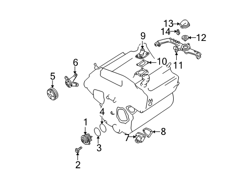 2002 Nissan Pathfinder Powertrain Control Outlet-Water Diagram for 11060-4P110