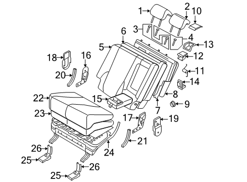 2009 Hyundai Tucson Rear Seat Components Guide Assembly-Headrest Without Lever Diagram for 88722-25000-U7