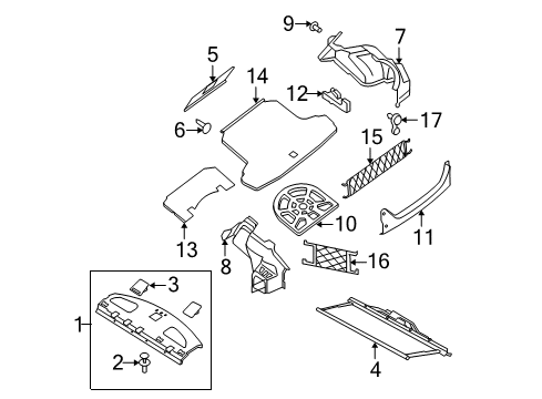 2011 Nissan Maxima Interior Trim - Rear Body SPACER-Luggage Floor, RH Diagram for 84978-9N01A