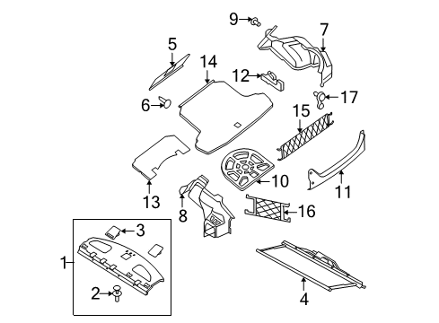 2009 Nissan Maxima Interior Trim - Rear Body Net-Trunk Diagram for 84935-9N00A