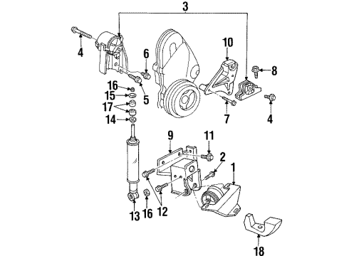 1995 Dodge Stratus Engine & Trans Mounting Bracket-Engine Mount Diagram for 4593455AA