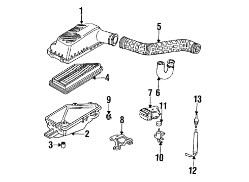 1992 Honda Prelude Air Inlet Controls Cover, Air Cleaner Diagram for 17211-P13-000