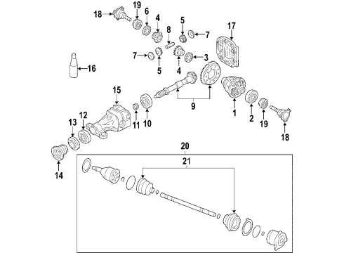 2012 Nissan Pathfinder Rear Axle, Differential, Drive Axles, Propeller Shaft Gear Set-Final Drive Diagram for 38100-ZE18A