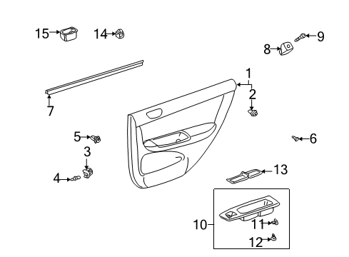 2003 Toyota Camry Door & Components Door Trim Panel Diagram for 67630-33630-B0