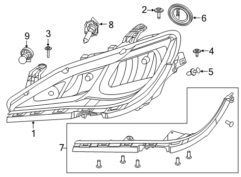 2021 Chrysler Pacifica Headlamp Components Screw-Tapping HEXAGON Head Diagram for 6510419AA