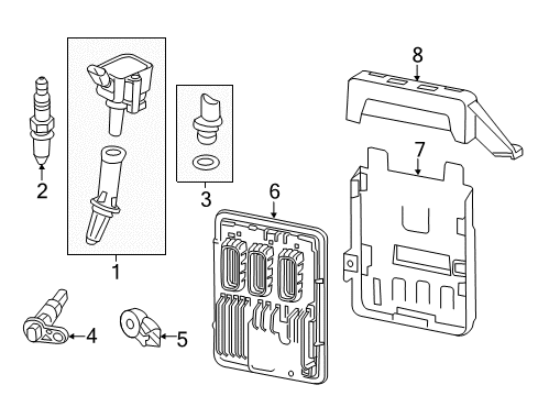 2019 Chevrolet Malibu Ignition System Mount Bracket Diagram for 84190615