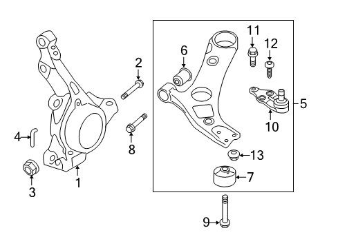 2013 Kia Optima Front Suspension Components, Lower Control Arm, Stabilizer Bar Pin-Split Diagram for 1430003207B