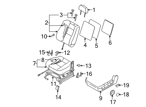 2008 Kia Sorento Front Seat Components Cap-Front Seat Height A Diagram for 0K2N288751CY