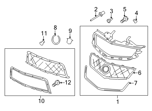 2014 Cadillac CTS Grille & Components Emblem Diagram for 15263149