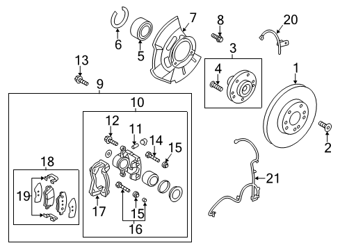 2017 Hyundai Veloster Front Brakes Sensor Assembly-Front ABS.RH Diagram for 59830-2V500