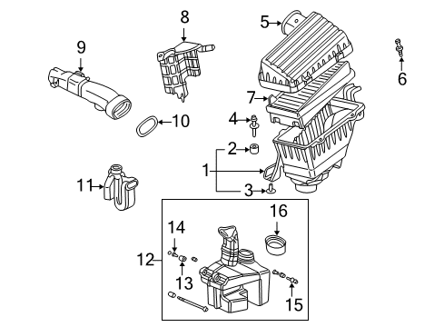 2000 Honda Accord Air Intake Tube, Air Flow Diagram for 17228-P8A-A01