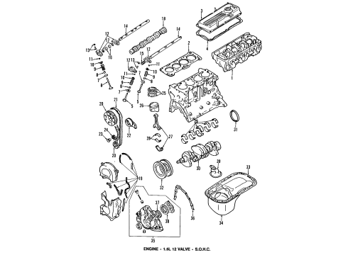 1993 Dodge Colt Engine Parts, Mounts, Cylinder Head & Valves, Camshaft & Timing, Oil Pan, Oil Pump, Crankshaft & Bearings, Pistons, Rings & Bearings Belt-Timing Diagram for 5096329AA