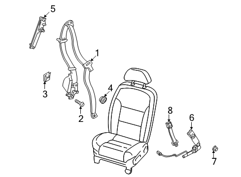 2008 Ford Taurus X Seat Belt Retractor Assembly Bolt Diagram for -W709344-S437