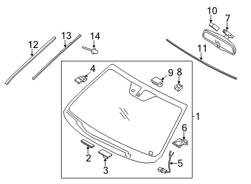 2018 Kia Sorento Windshield Glass, Reveal Moldings WIRG Assembly-WINSHIELDS Diagram for 86115C5000