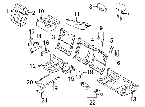2009 Ford F-150 Rear Seat Components Seat Back Cover Diagram for 9L3Z-1666600-DA