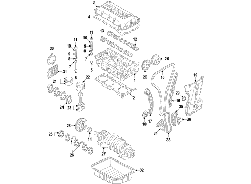 2011 Chrysler 200 Engine Parts, Mounts, Cylinder Head & Valves, Camshaft & Timing, Variable Valve Timing, Oil Cooler, Oil Pan, Oil Pump, Crankshaft & Bearings, Pistons, Rings & Bearings TENSIONER-Chain Diagram for 2441025000