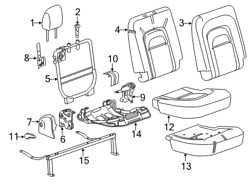 2015 GMC Canyon Rear Seat Components Seat Cushion Pad Diagram for 84664221