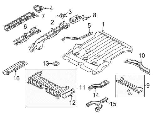2012 Ford Transit Connect Rear Body - Floor & Rails Crossmember Diagram for BT1Z-4K338-A