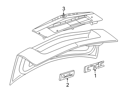 2005 Cadillac CTS Exterior Trim - Trunk Lid Plate, Rear Compartment Lid Name Diagram for 25765400