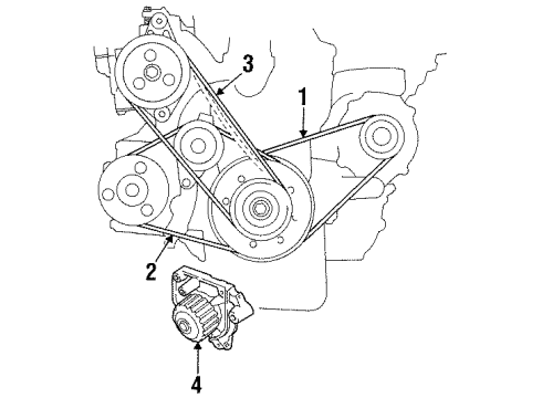 1994 Honda Civic del Sol Water Pump, Belts Belt, Power Steering Pump (4Pk815) Diagram for 56992-P02-013