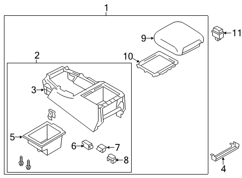 2022 Nissan Armada Center Console Box Assy-Console, Front Floor Diagram for 96910-6JL4B