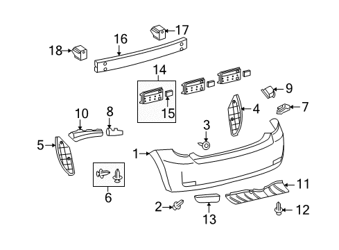 2011 Scion xD Rear Bumper Bumper Cover Diagram for 52159-52939