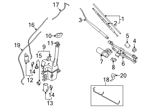 2011 Hyundai Tucson Wiper & Washer Components Rear Window Wiper Arm Diagram for 98811-1H000