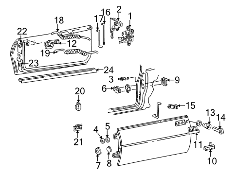 1994 Chevrolet Camaro Door & Components Rod Asm-Front Side Door Inside Handle Diagram for 16625881