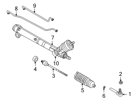 2009 Cadillac XLR P/S Pump & Hoses, Steering Gear & Linkage Inner Tie Rod Diagram for 19168108