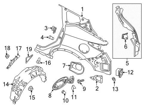 2016 Nissan Murano Quarter Panel & Components Grommet-Screw Diagram for 01236-00051