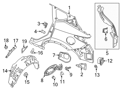 2016 Nissan Murano Quarter Panel & Components Protector-Rear Wheel House, RH Diagram for 76748-5AA0A