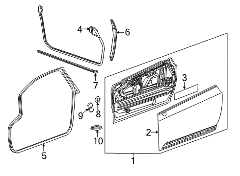 2016 Cadillac ELR Door & Components Door Shell Diagram for 23438100