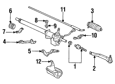 1994 Honda Prelude Steering Column & Wheel, Steering Gear & Linkage Stiffener, RR. Beam (LH) Diagram for 50210-SS0-A00