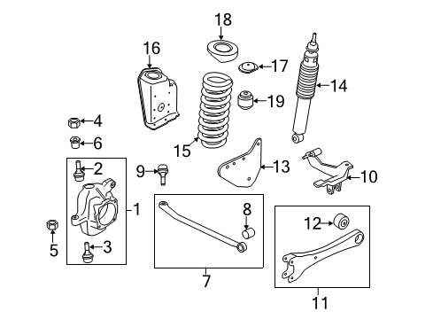 2014 Ford F-250 Super Duty Front Suspension Components, Stabilizer Bar Lower Ball Joint Retainer Nut Diagram for F2TZ-3A050-A