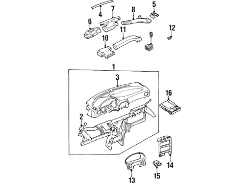 1997 Kia Sportage Instrument Panel Cup Holder Diagram for 0K04L6467700