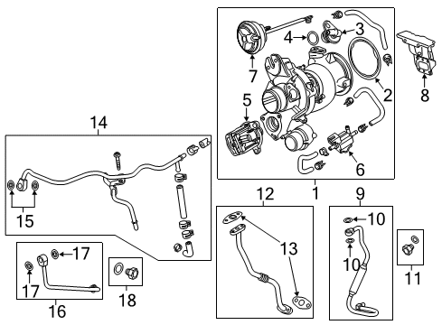 2018 Chevrolet Equinox Turbocharger Oil Inlet Tube Gasket Diagram for 12640468