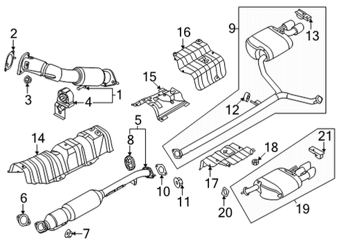 2021 Kia K5 Exhaust Components Muffler Assy-Center Diagram for 28650L3850