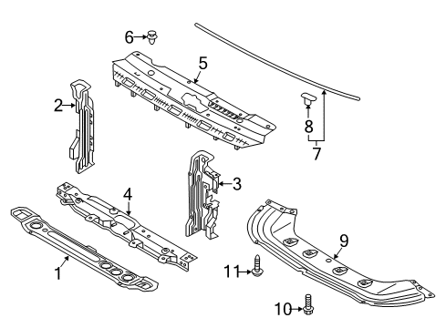 2018 Kia Cadenza Radiator Support Panel Complete-Radiator Diagram for 64100F6000