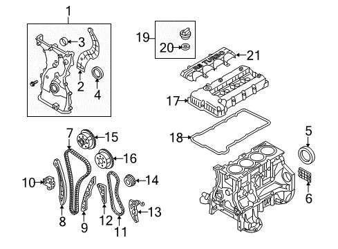 2010 Hyundai Genesis Coupe Valve & Timing Covers Cover Assembly-Timing Chain Diagram for 21350-2C100