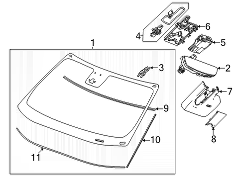 2022 Chevrolet Trailblazer Glass, Reveal Moldings Rain Sensor Diagram for 13536349