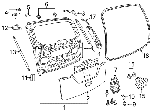 2018 Chrysler Pacifica Gate & Hardware Panel-LIFTGATE Lower Outer Repair Diagram for 68227060AB