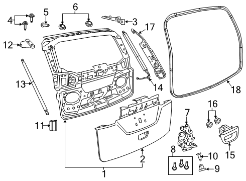 2018 Chrysler Pacifica Gate & Hardware Handle-LIFTGATE Diagram for 5RP08KBXAB