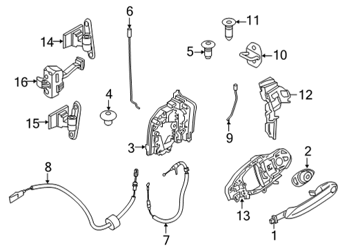 2020 BMW 840i Gran Coupe Front Door BOWDEN CABLE, DOOR OPENER, F Diagram for 51217428533